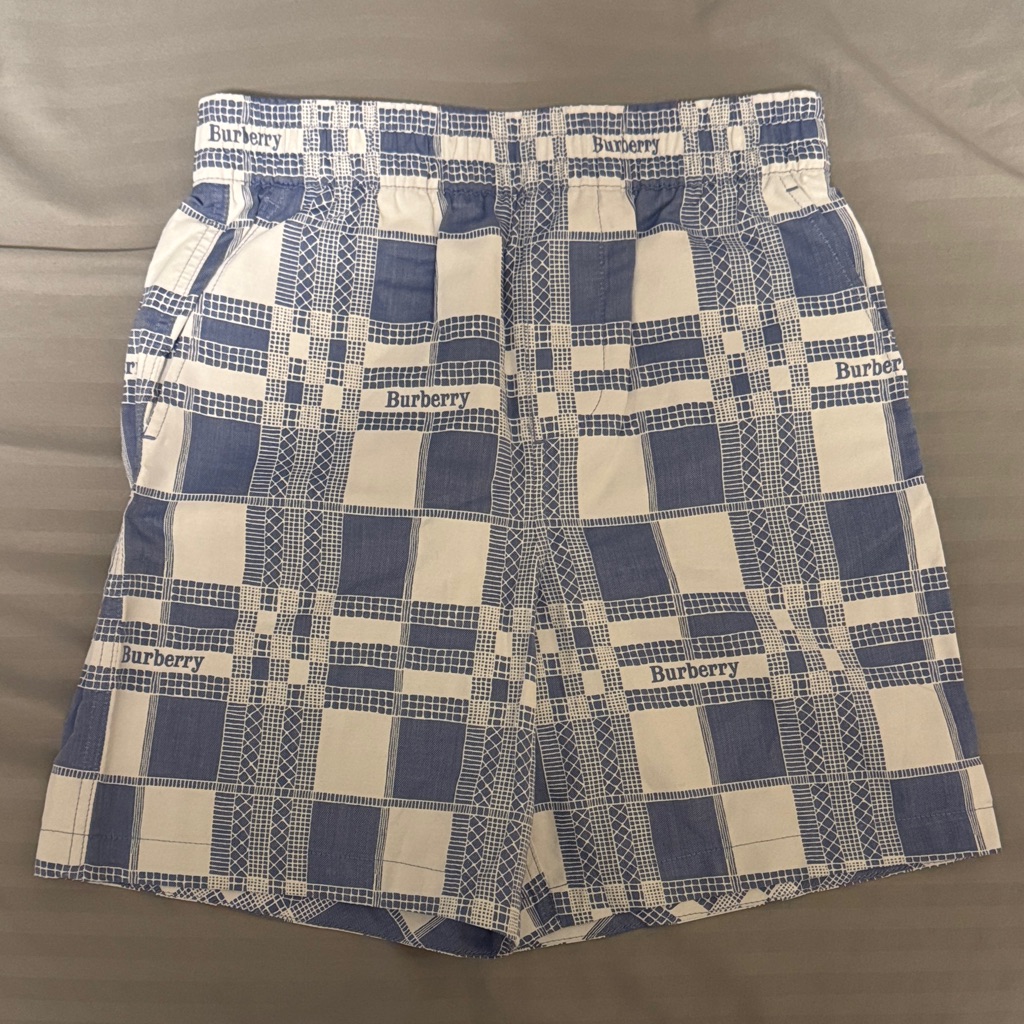 Burberry Blue Checkered Logo Shorts